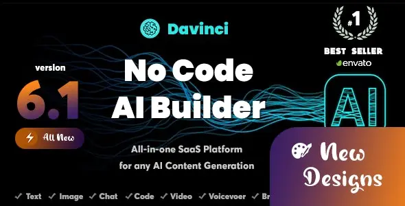 DaVinci AI OpenAI Content Text Image Voice Chat Code Transcript and Video Generator as SaaS-1.webp