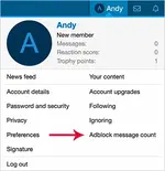 AndyB Adblock message