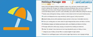 [XenCustomize] Holidays Manager: Vacations, Trips & Travel-related CMS